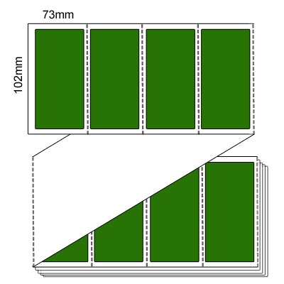 102 by 73 mm green label, 6,000 per box, printed with a ribbon.