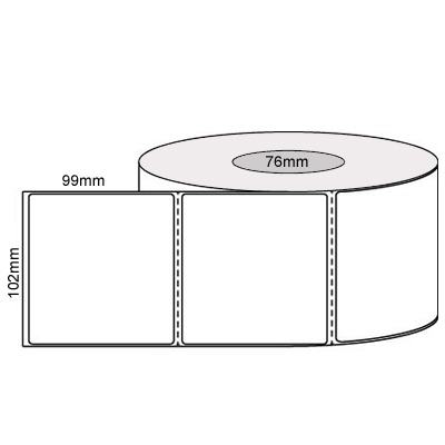 102 by 99 mm white label, 1,500 per roll, no ribbon needed.