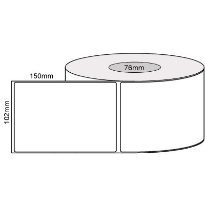 102 by 150 mm white label, 1,000 per roll, no ribbon needed.