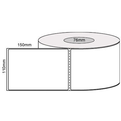 102 by 150 mm white label, 1,000 per roll, no ribbon needed.