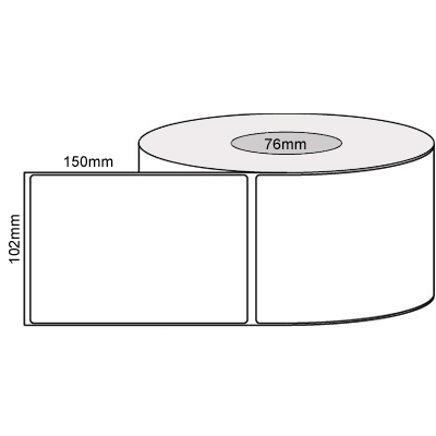 102 by 150 mm white label, 1,000 per roll, printed with a ribbon.