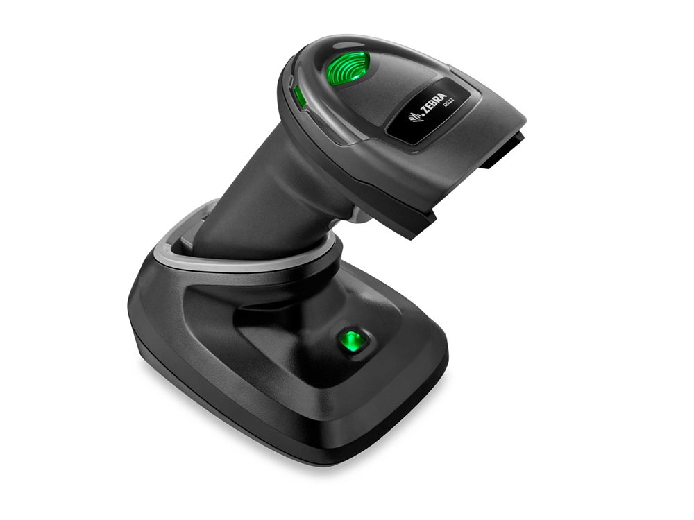 Zebra DS2278 cordless Bluetooth barcode scanner, black.