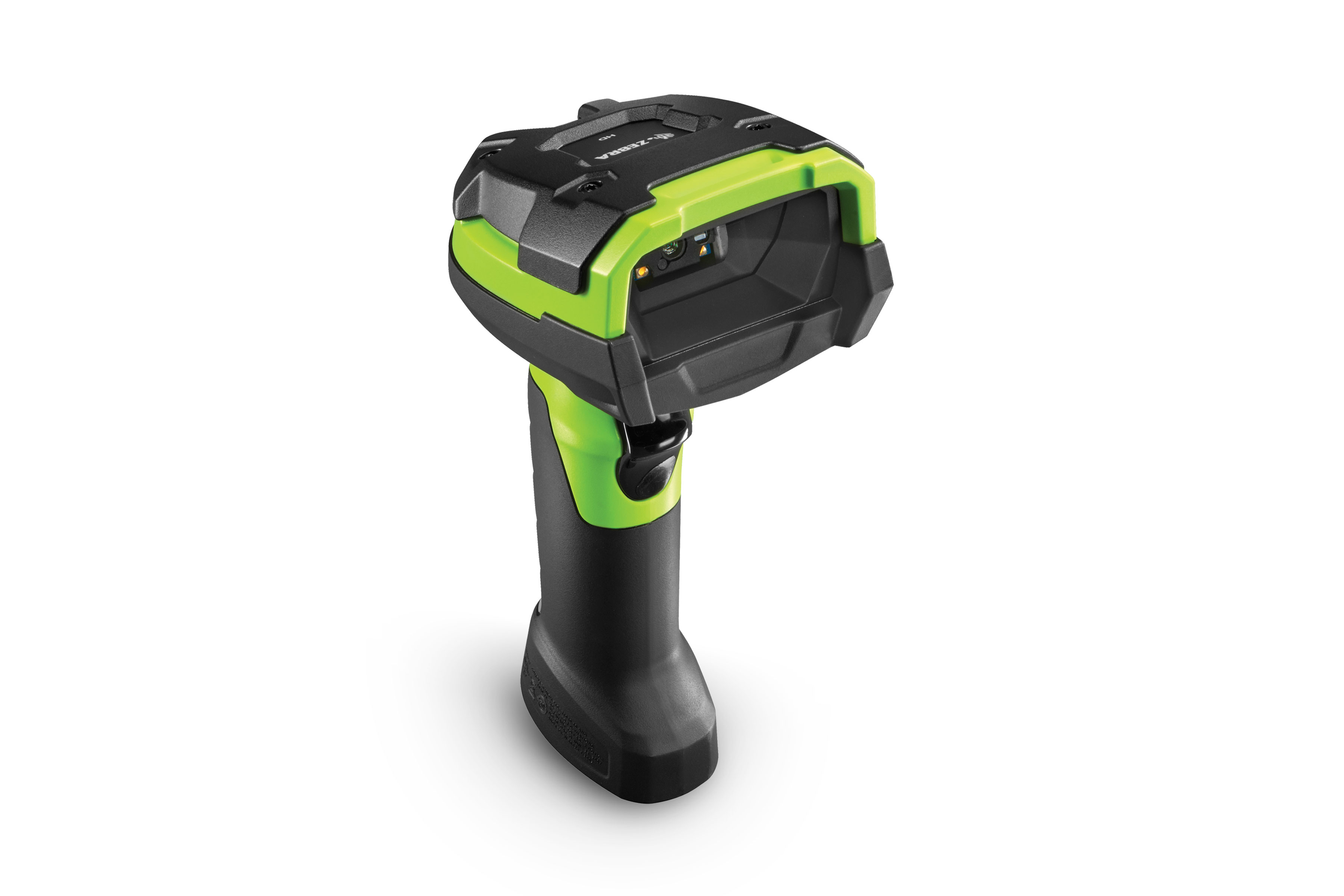 Zebra DS3678-2D-SR rugged cordless barcode scanner, black and industrial green.